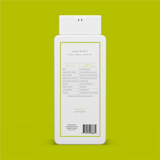Back of Aloe & Green Tea Body Wash bottle showing ingredient list and directions