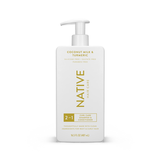 Front of Coconut Milk & Turmeric Curl Care 2-in-1 Shampoo and Conditioner bottle