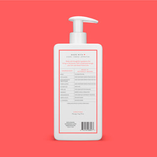 Back of Berries & Vanilla Cream Volumizing Conditioner bottle showing ingredient list and directions