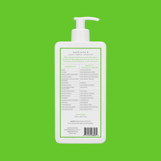 Back view of Native Cucumber & Mint Moisturizing Lotion bottle showing the ingredient list and directions