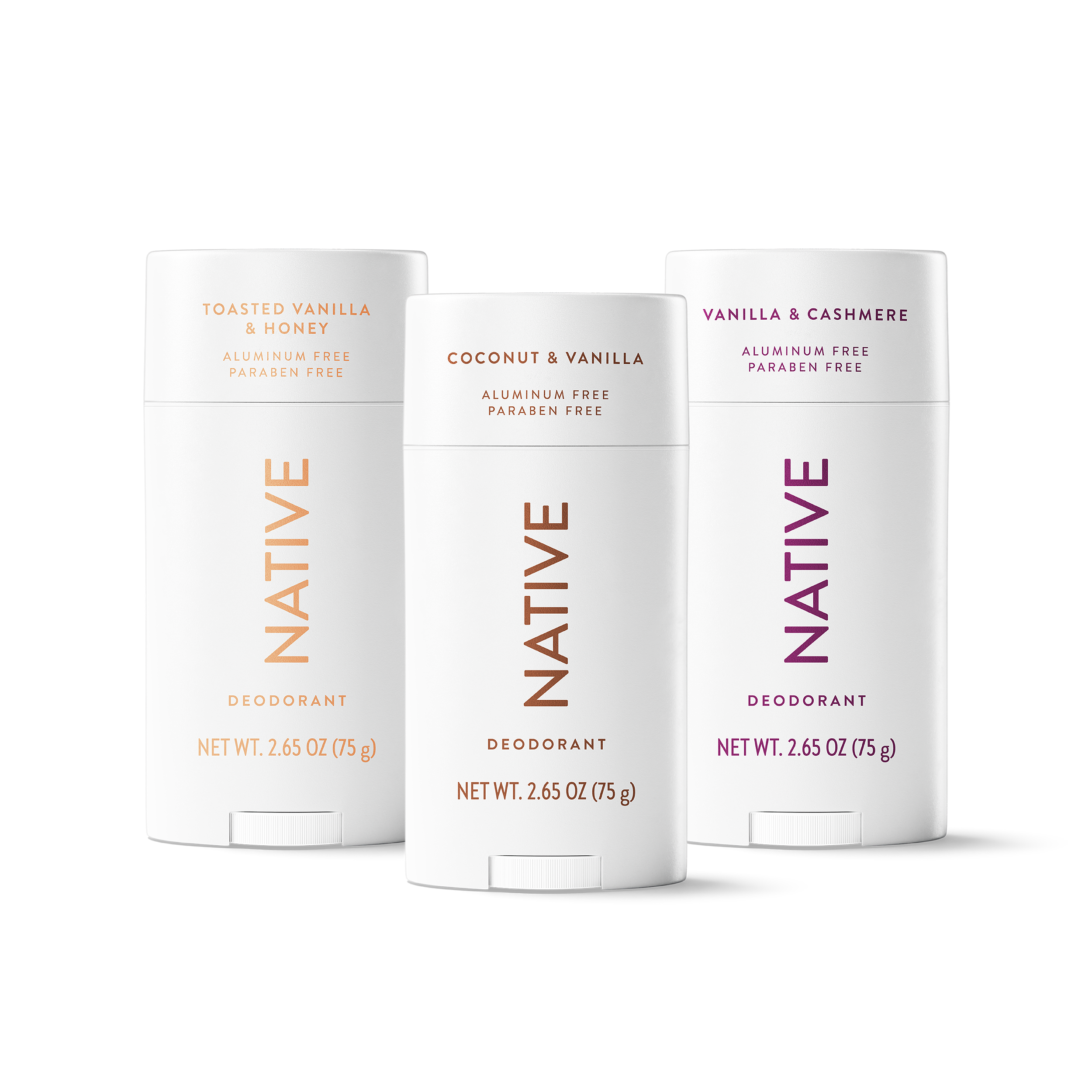 Native Deodorant Discovery 3-Pack, 2.65 oz, Naturally Derived Ingredients, Cruelty Free & Vegan