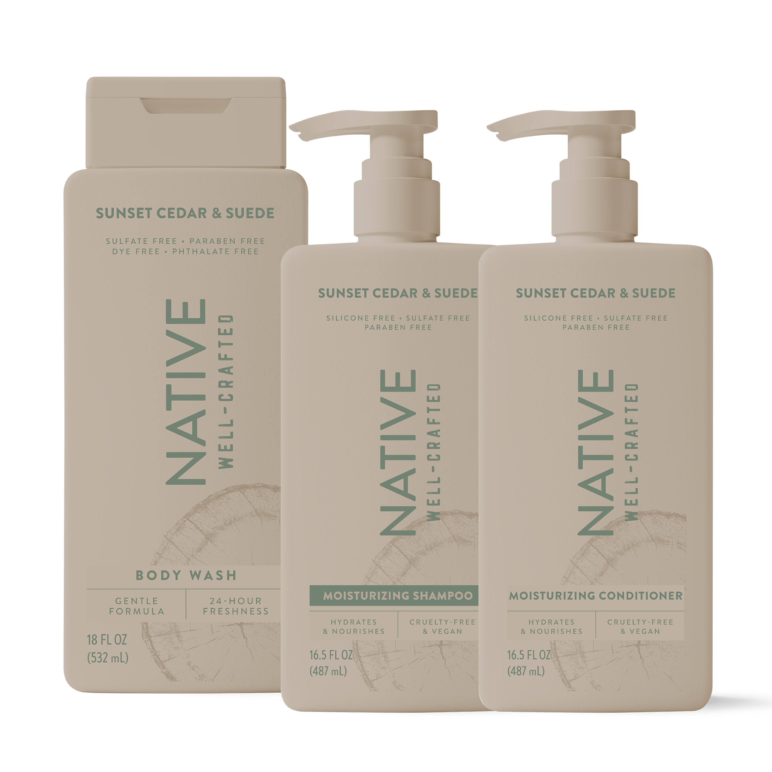 Native Bundle Shower Essentials Trio | Sunset Cedar & Suede Native Bundle Shower Essentials Trio | Sunset Cedar & Suede