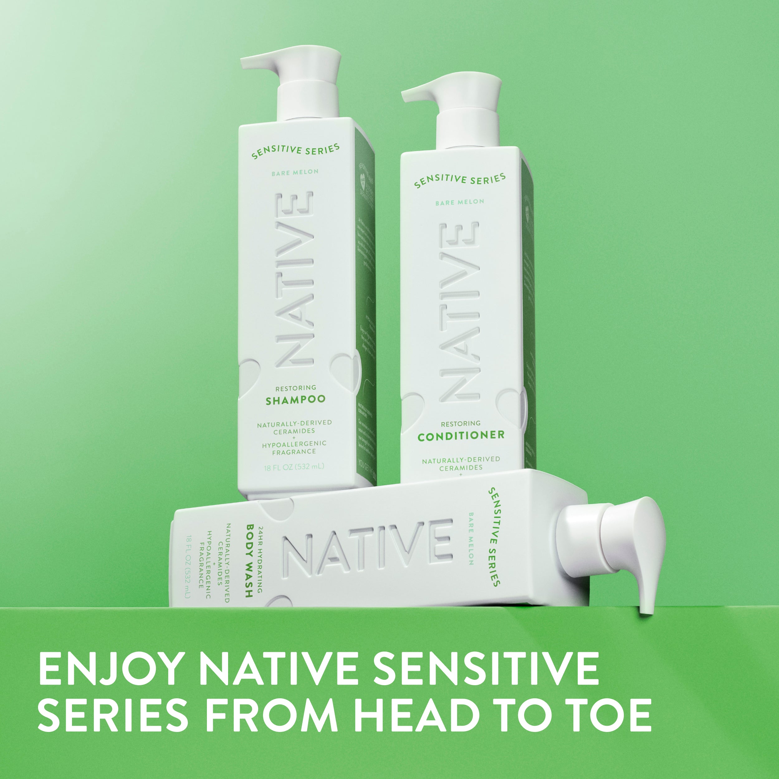Native Bundle Shower Essentials Trio | Sensitive Series Bare Melon