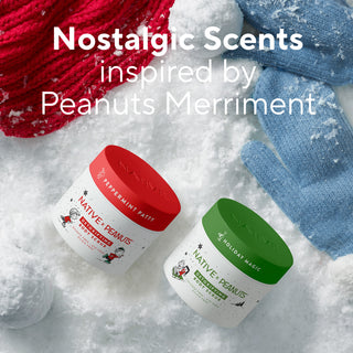 Native x Peanuts Detoxifying Body Scrubs: Nostalgic Scents, Peppermint Patty & Holiday Magic.
