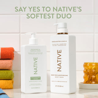 Native Moisturising Lotion & Deep Rich Body Wash, marketed as the 'Softest Duo'.