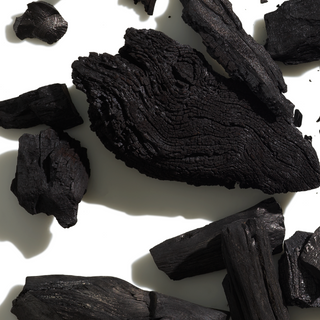 Charcoal pieces arranged